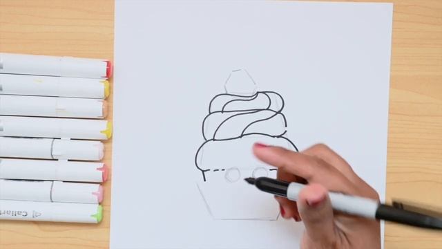 Como dibujar un pastelillo fácil - cute cupcake
