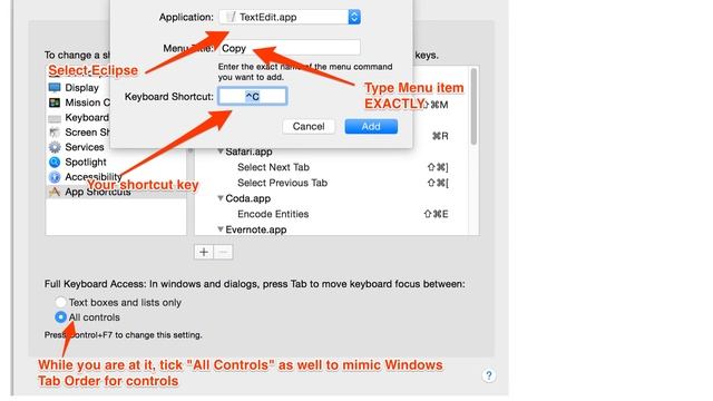 Apple: Bind Ctrl+C to Copy function for eclipse on mac os x doesn't work (2 Solutions!!)