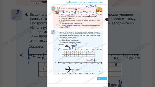 44. Движение точки по координатному лучу.