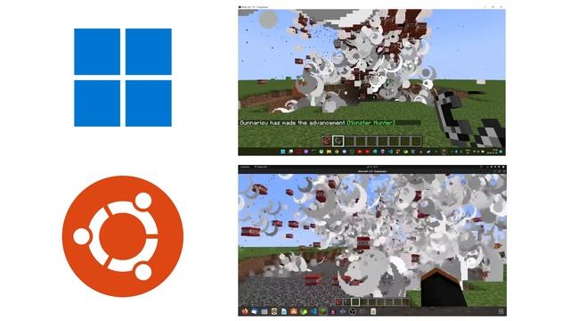 Windows 11 VS Ubuntu Linux 22.04 | Minecraft 10X10 TNT stress test