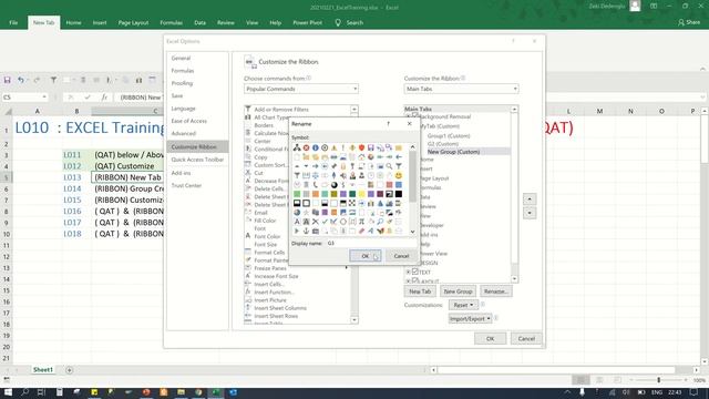 L01: Excel Training / Preliminary of the Ribbon & Quick Access Toolbar (QAT)