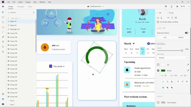 Adobe XD Dashboard Design-2 | Tamil | Free XD Tutorial | Krish Creation