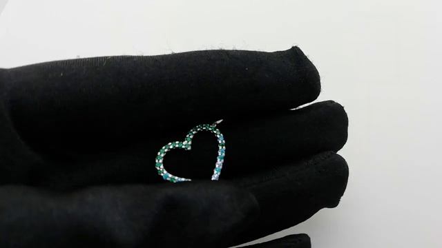 Кулон сердце из серебра с цветными фианитами
