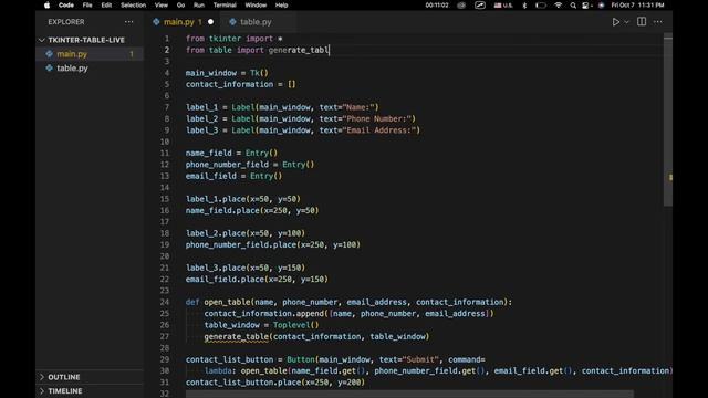 Tkinter - Tables