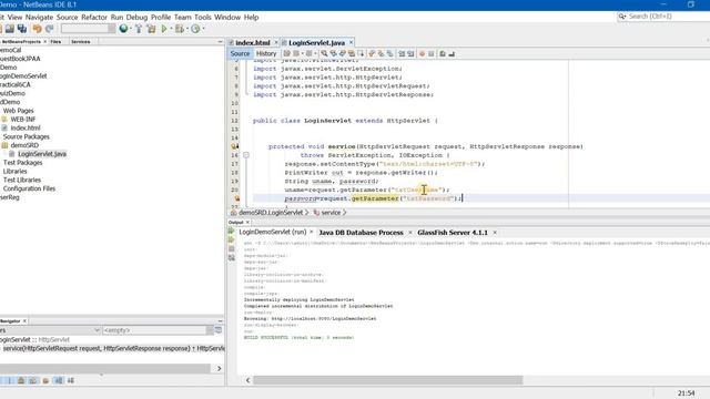Using Request Dispatcher  to create a login page