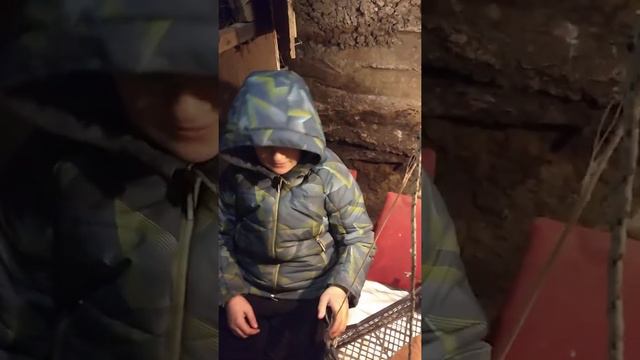 17/ Я и сын на даче с кроликами.