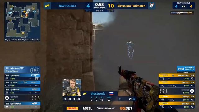 КАМБЭК НАВИ   Группа B. NAVI vs VIRTUS.PRO. Map-1 Dust2. IEM Katowice 2021