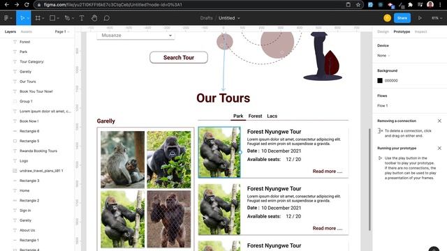 Figma | Tour Booking web | 5. Prototype or linking page in mockup