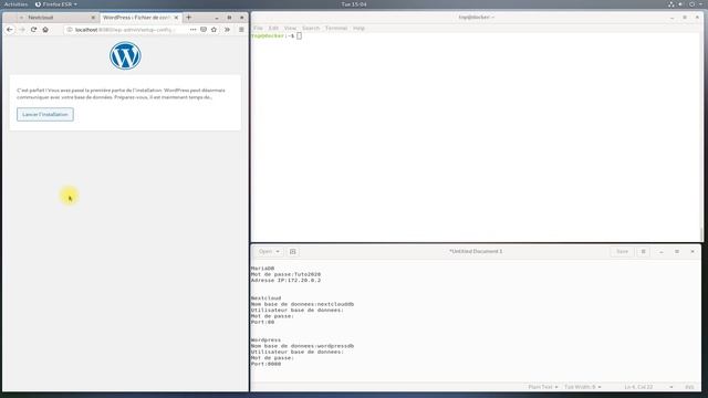 Installation de Nextcloud, WordPress et MariaDB sur Docker (Serveur Debian 10)