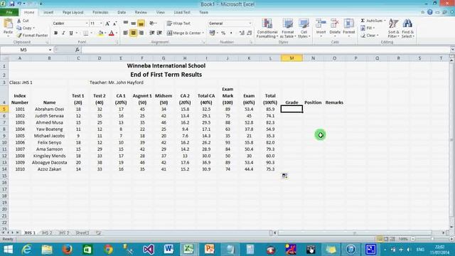 How To Create Student Gradebook Using Ms. Excel