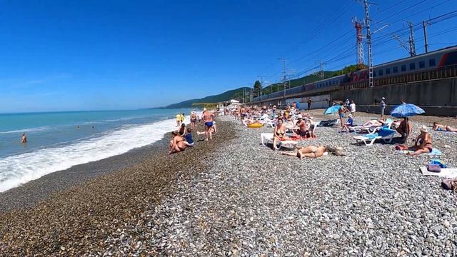 Пляж "Морская звезда" 31.05.2021. Людей сами видите сколько! Воздух +24!?ЛАЗАРЕВСКОЕ СЕГОДНЯ?СОЧИ.