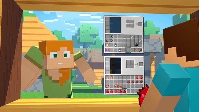 [Рус. дубляж] WE ESCAPE FROM MINECRAFT!! | МЫ СБЕЖАЛИ ИЗ MINECRAFT!! | Life of Alex and Steve