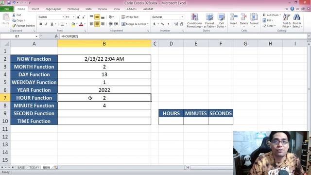 THE NOW HOUR MINUTE SECOND AND TIME FUNCTIONS  Excel for Teachers  Carlo Excels