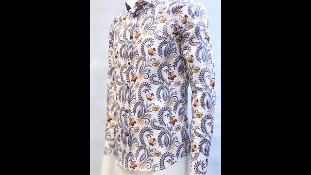 Белая приталенная мужская рубашка Louis Fabel 5461-17 в цветах