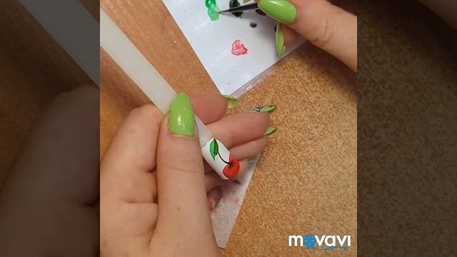 Дизайн вишенки/роспись гель лаками/дизайн ногтей