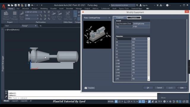 Plant 3d Tutorial For | Standard pump modelling |