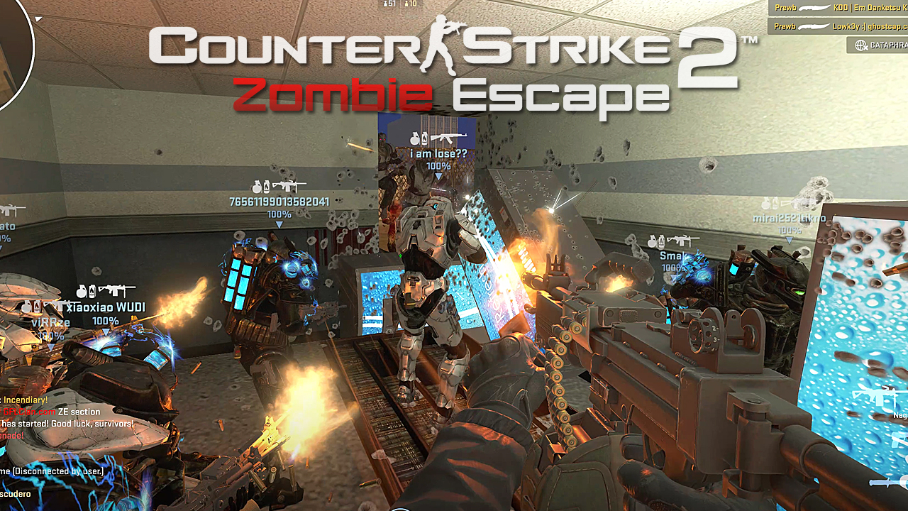 CS 2 ЗОМБИ ESCAPE (Counter Strike 2 без комментариев) - ze_atix_panic_p