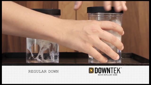 Демонстрация водоотталкивающего утеплителя DownTek™