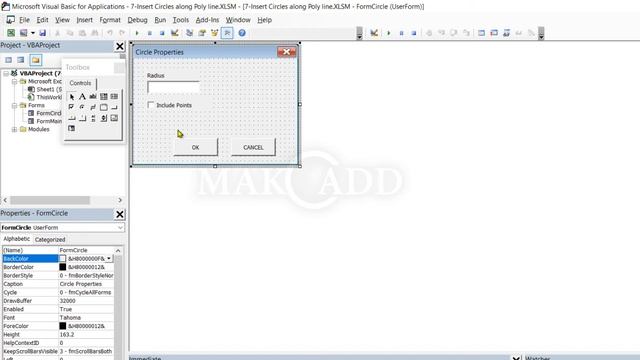 Access autocad using VBA in Excel Part-7.  circles along polyline