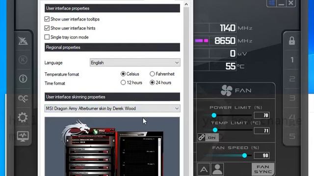 How to change skin Theme msi afterburner