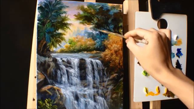 How to Paint Waterfall With Acrylics Lesson 3 ( PART 2)