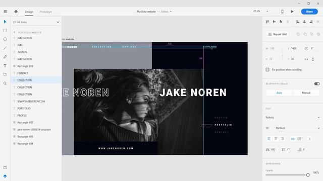 Web Design Speed Art #30 - Photographer Portfolio Website [Adobe XD]