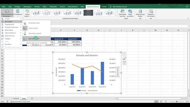 Excel: 2 Diagramme in einem verbinden / zusammenführen [z.B. Säulen- und Liniendiagramm]