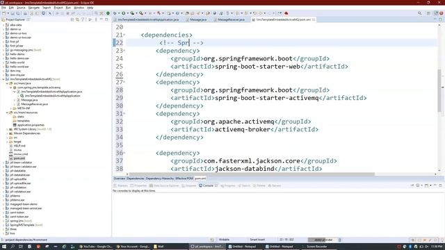 spring jmstemplate with embedded activemq