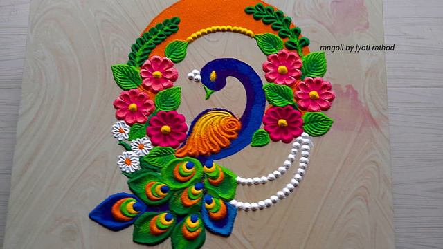 #1472 Peacock for festival muggulu    satisfying  video   diwali rangoli design   रंगोली