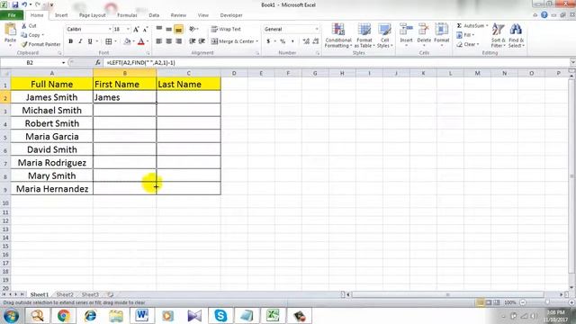 Split Full Name Into First Name And Last Name In Excel
