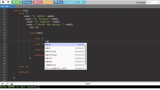 #13 C++ Programming | Nested Switch Case Statement | Cpp | Tamil | Akthar Farvees.