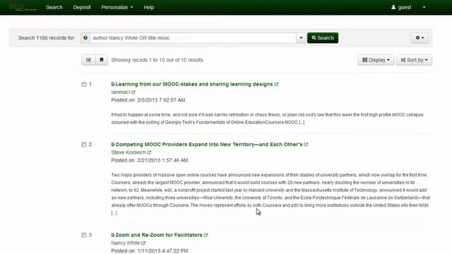 BlogForever repository: Advanced Search