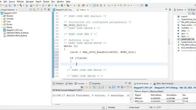 Control de motor a pasos con microcontrolador STM32F411 Stepper Motor.