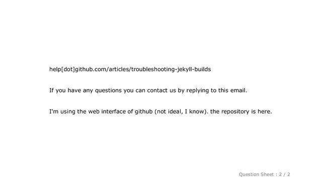 HTML : jekyll page build failure