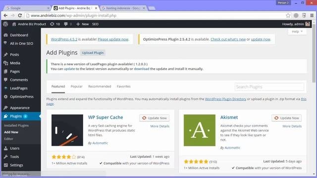 Instal Plugin All One Seo Pack