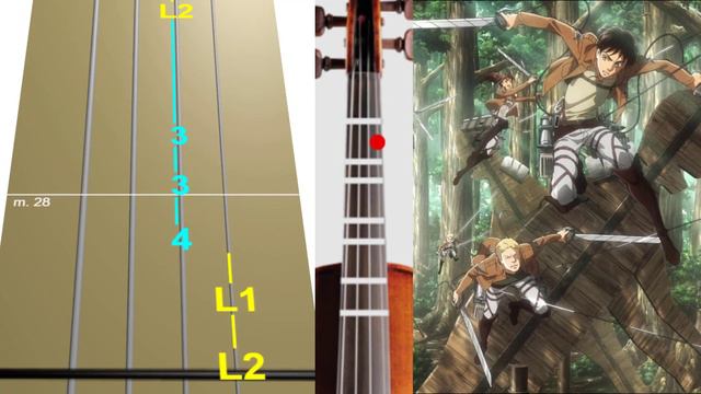 Attack on Titan Season 3 - Requiem der Morgenröte Violín TUTORIALS and TABS / How to play VIOLÍN