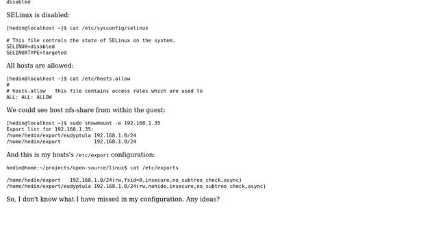 Problems mouninting an NFS share on CentOS 7: mount.nfs: access denied by server while mounting