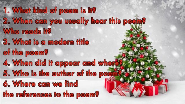 Christmas Traditions. The Night Before Christmas  Exercises