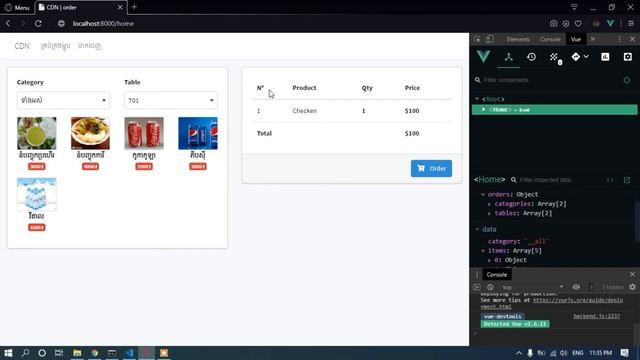 20. Laravel & Vue POS Khmer ហាងលក់នំបញ្ចុក #Order Item.