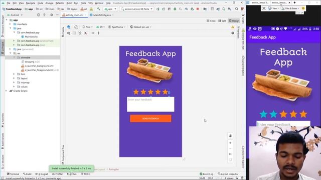 ✅Rating Bar in Android | Feedback UI using Rating Bar #android #androidstudio #android11