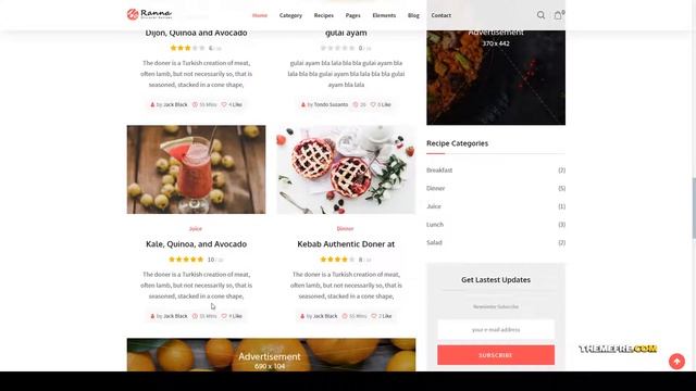 Ranna - Food and Recipe WordPress Theme food blog food Moe