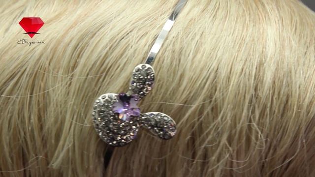 Bije.ru: Обруч для волос с покрытием белым золотом и кристаллами Swarovski Libbie (Либби)