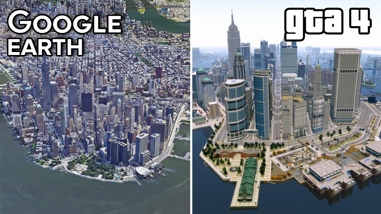 Liberty City vs New York GOOGLE Earth   GTA 4 Comparison
