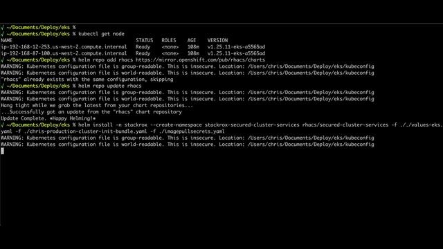 Installing Red Hat Advanced Cluster Security on Amazon EKS