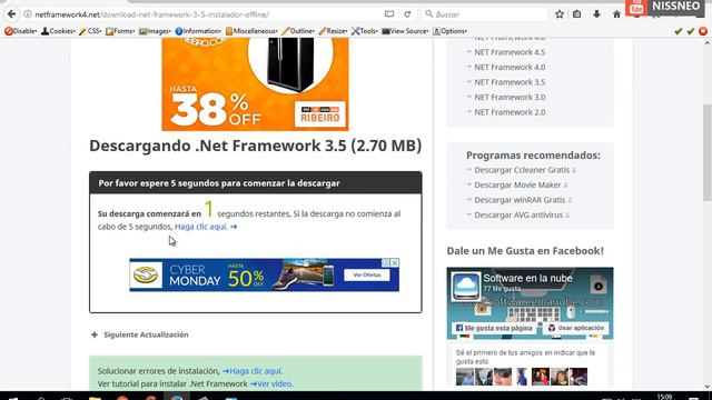Descargar NET Framework 3.5 (habilitar en Windows 10)