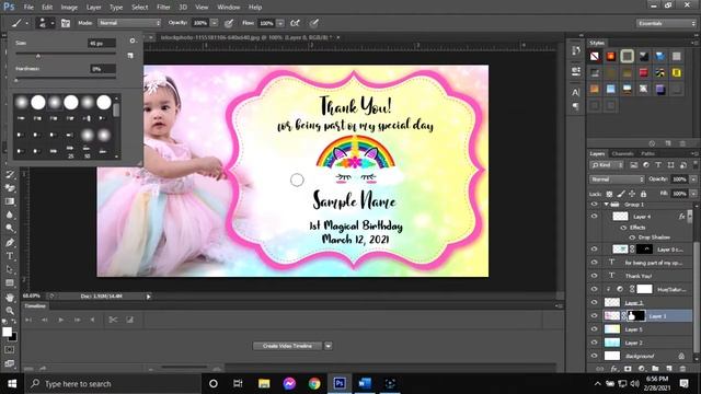 How to Make Unicorn Design for Ref Magnet and Invitation | FREE DOWNLOAD PSD