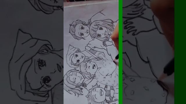 tanjiro family sketch process ?likeshare and subscribe ?pencildrawing sketch anime demonslayer