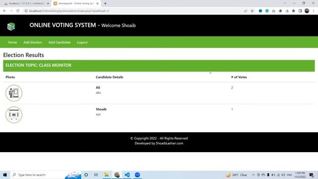 Online Voting System Project in PHP with source code