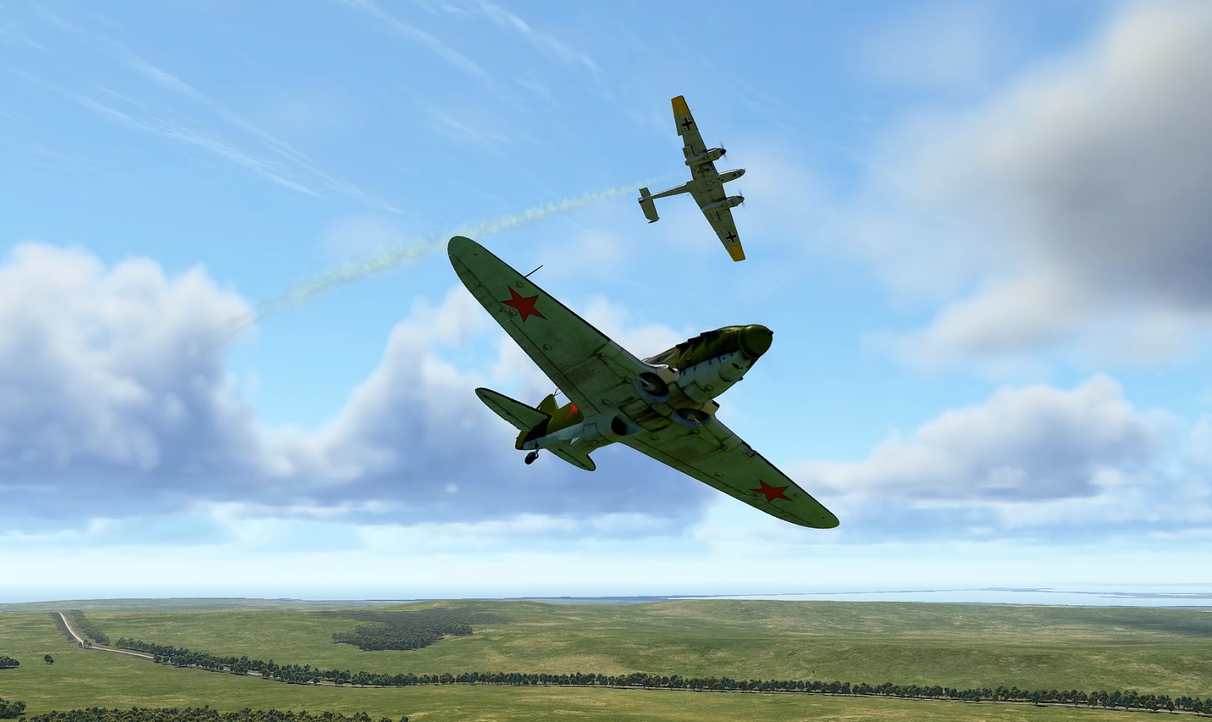 ЛаГГ-3, против Bf 110, отработка стрельбы на проходе