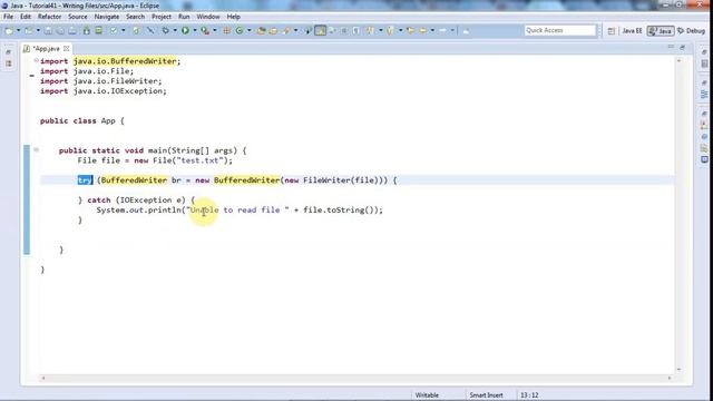 Learn Java Tutorial for Beginners, Part 41: Writing Text Files